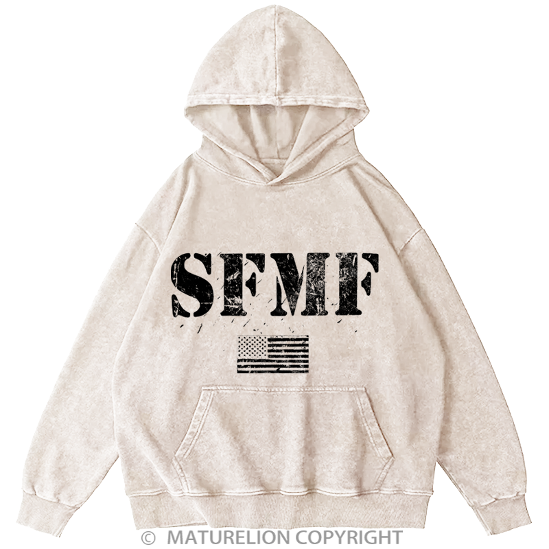 Maturelion Men's Hoodies American Military USA Flag Pride Stand Aside SFMF Washed Hoodie