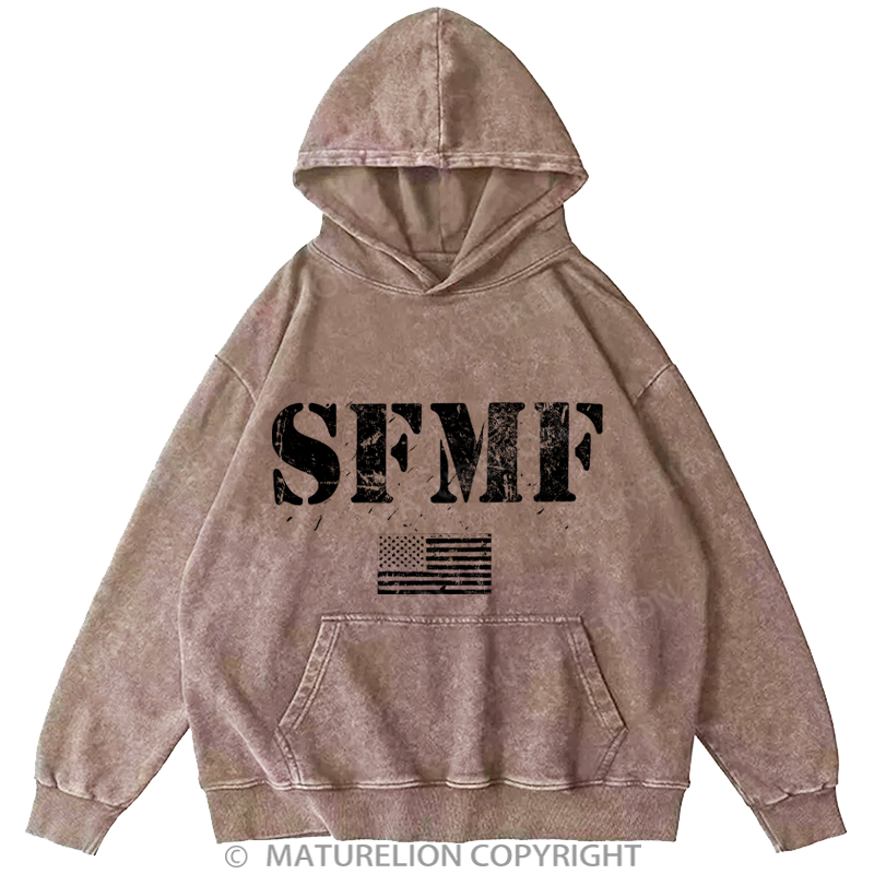 Maturelion Men's Hoodies American Military USA Flag Pride Stand Aside SFMF Washed Hoodie