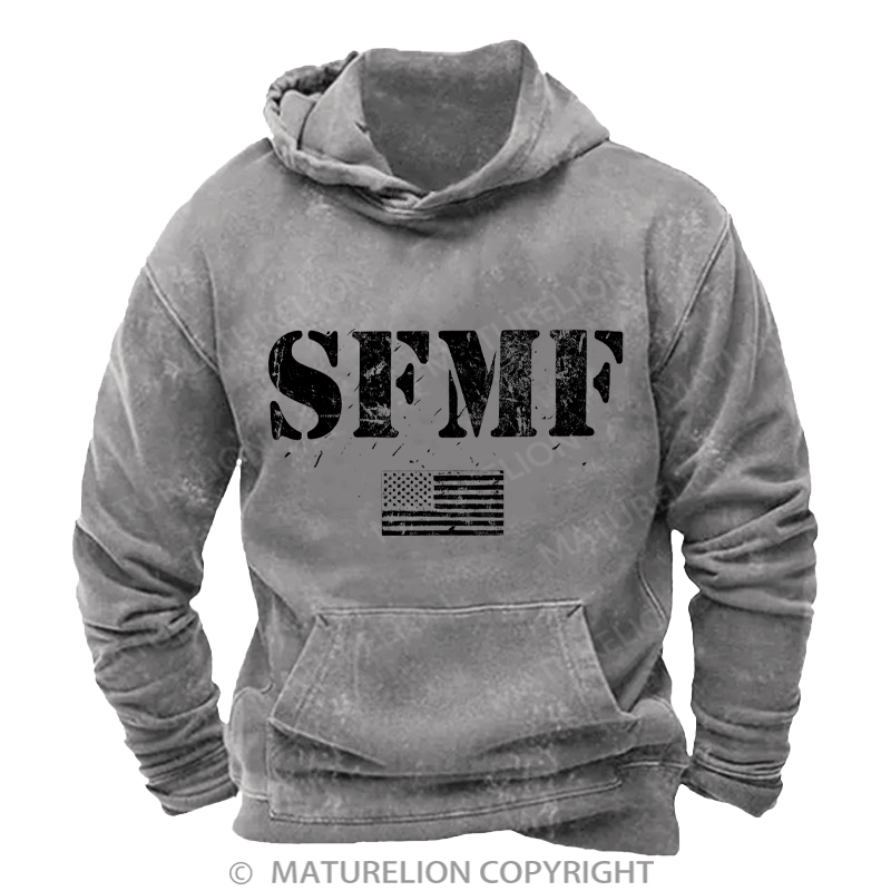 Maturelion Men's Hoodies American Military USA Flag Pride Stand Aside SFMF Washed Hoodie