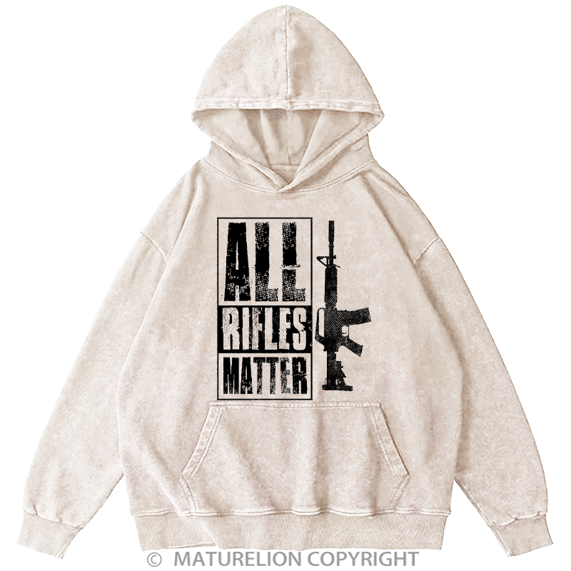Maturelion Men's Hoodies All Rifles Matter Washed Hoodie
