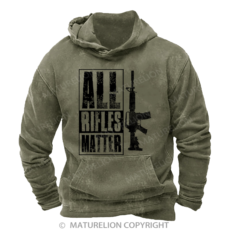 Maturelion Men's Hoodies All Rifles Matter Washed Hoodie