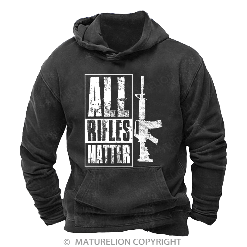 Maturelion Men's Hoodies All Rifles Matter Washed Hoodie