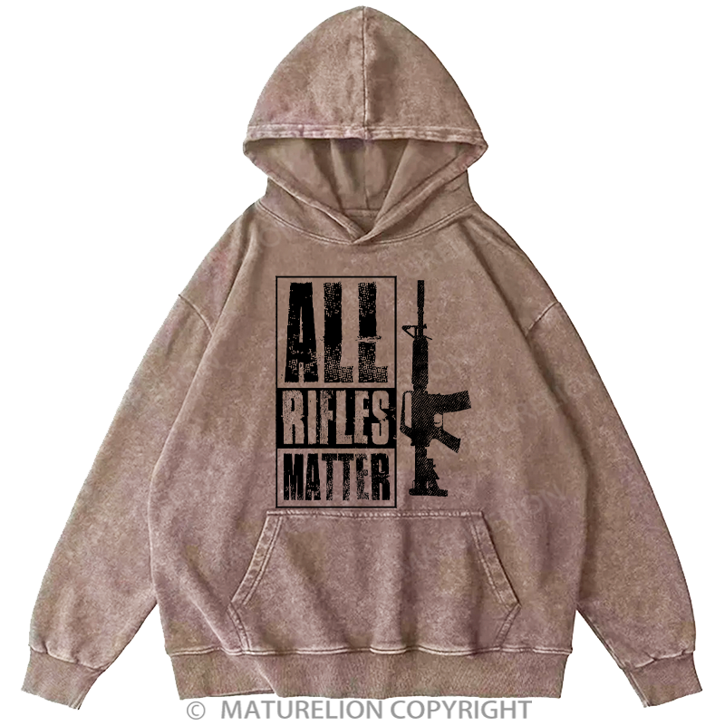 Maturelion Men's Hoodies All Rifles Matter Washed Hoodie