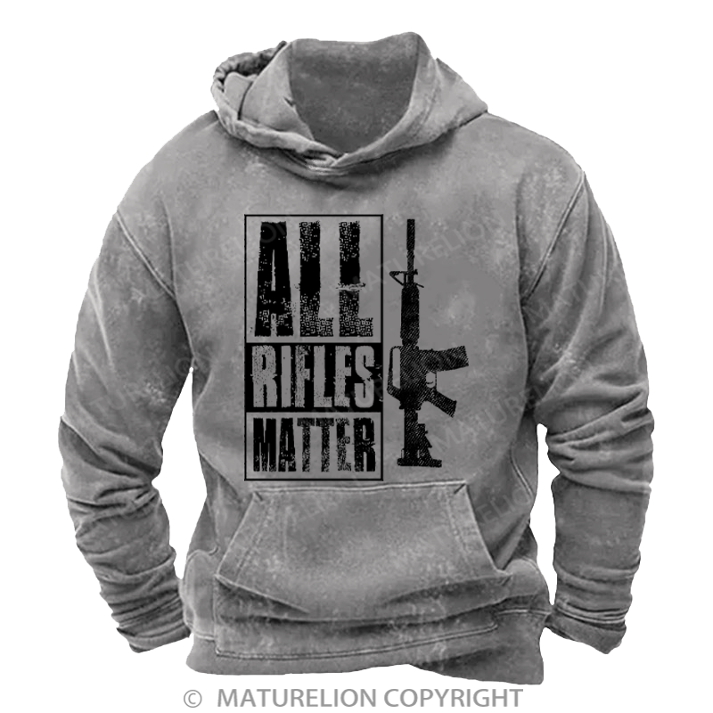 Maturelion Men's Hoodies All Rifles Matter Washed Hoodie