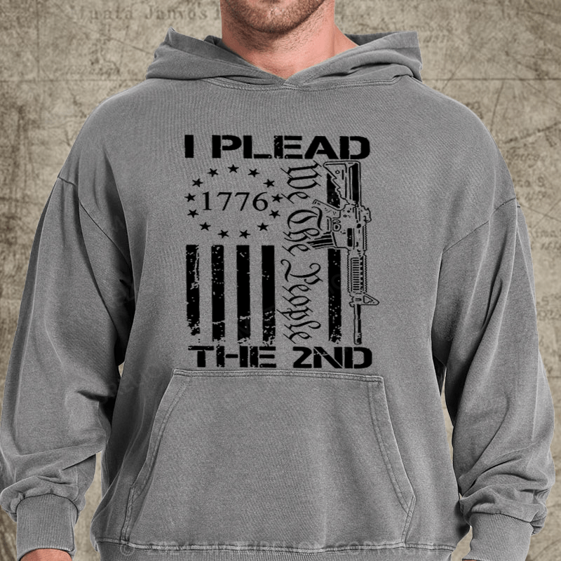Maturelion I Plead The 2nd Amendment We The People AR15 Pro Gun 4th of July DTG Printing Washed  Hoodie