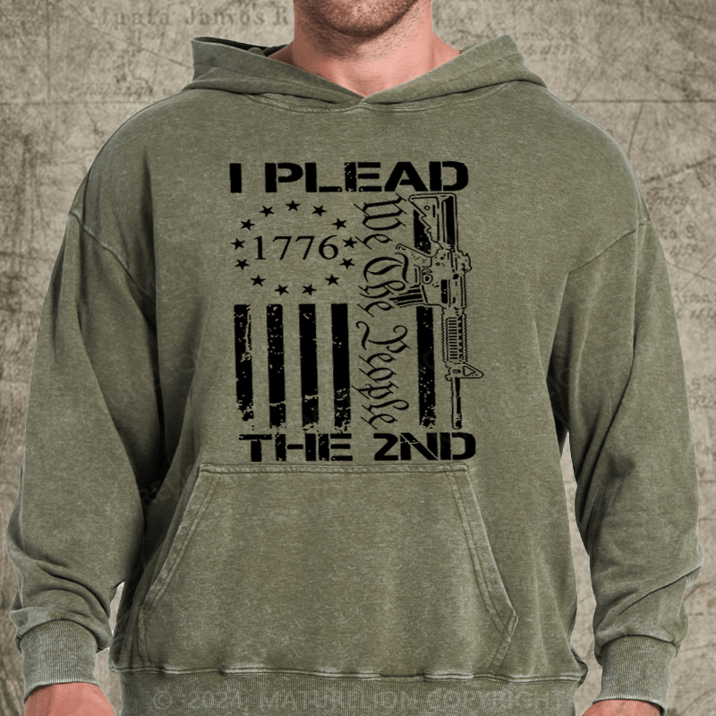 Maturelion I Plead The 2nd Amendment We The People AR15 Pro Gun 4th of July DTG Printing Washed  Hoodie