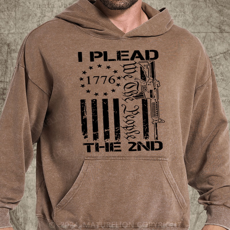 Maturelion I Plead The 2nd Amendment We The People AR15 Pro Gun 4th of July DTG Printing Washed  Hoodie