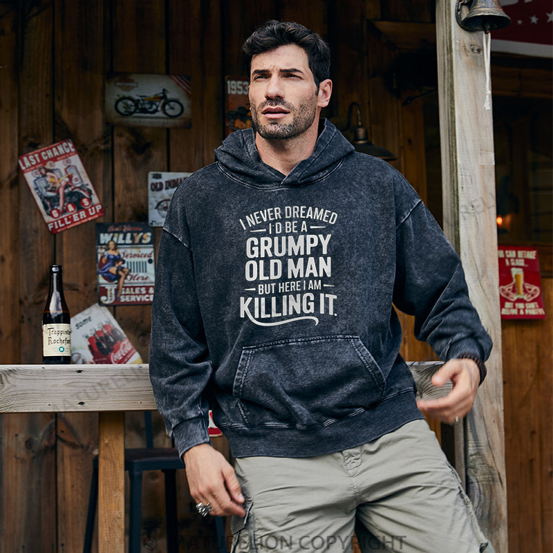 Maturelion Grumpy Old Man Washed Hoodie