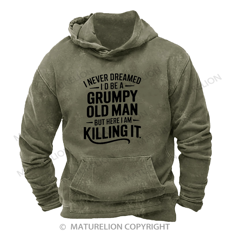 Maturelion Grumpy Old Man Washed Hoodie