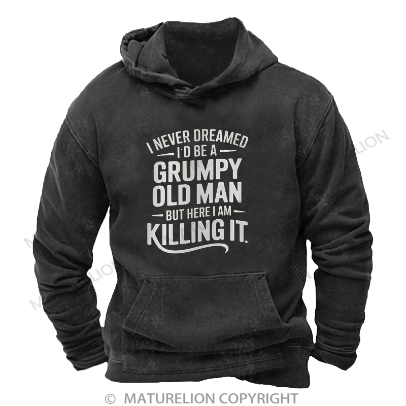 Maturelion Grumpy Old Man Washed Hoodie