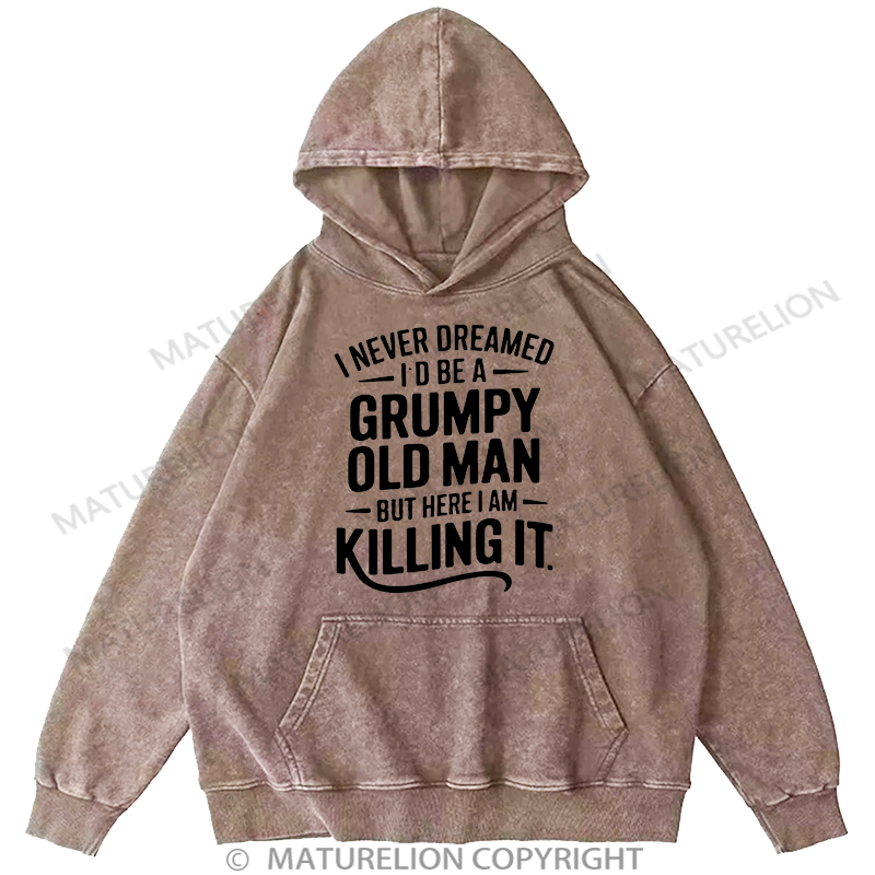 Maturelion Grumpy Old Man Washed Hoodie