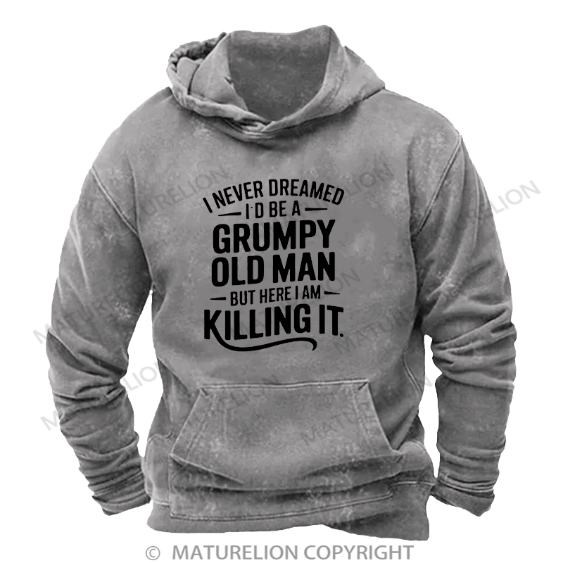 Maturelion Grumpy Old Man Washed Hoodie