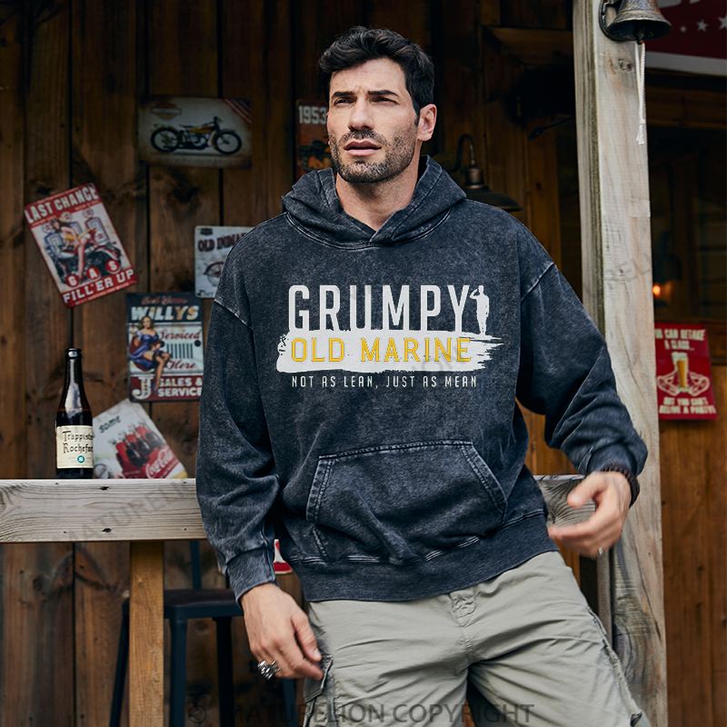 Maturelion Men's Grumpy Old Marine Washed Hoodie