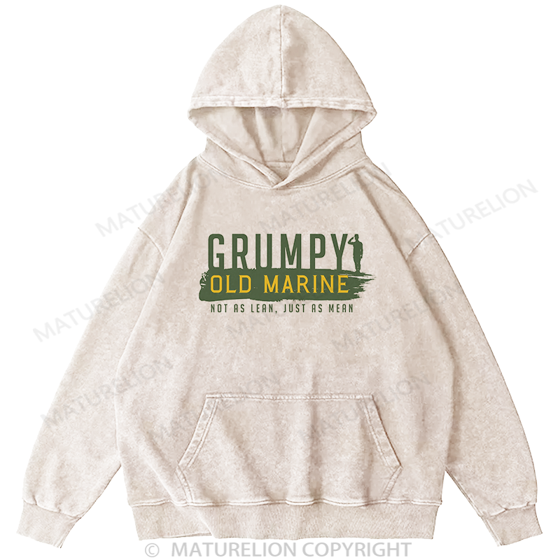Maturelion Men's Grumpy Old Marine Washed Hoodie