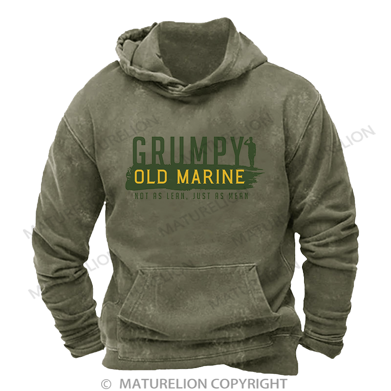 Maturelion Men's Grumpy Old Marine Washed Hoodie