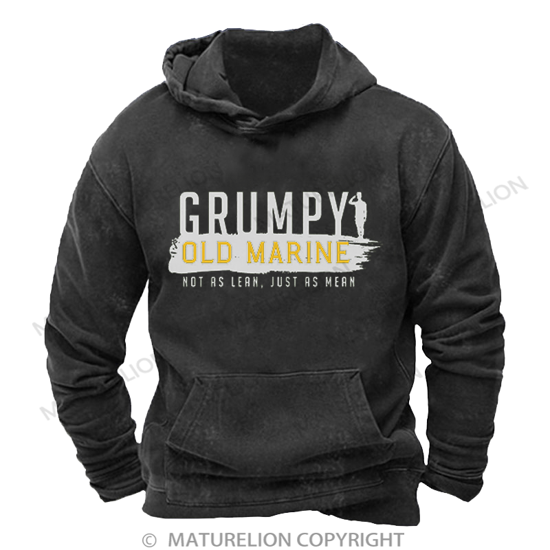 Maturelion Men's Grumpy Old Marine Washed Hoodie