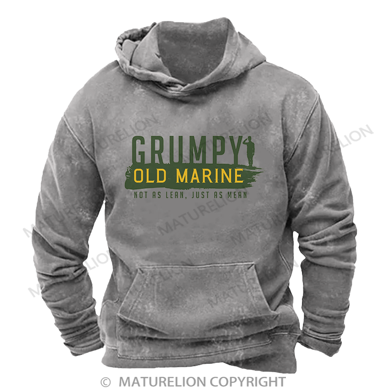 Maturelion Men's Grumpy Old Marine Washed Hoodie