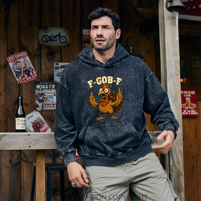 Maturelion Men's Hoodie F-Gob-F Funny Turkey Washed Hoodie