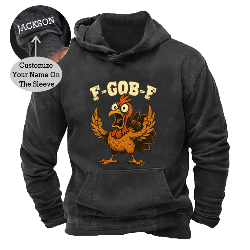 Maturelion Men's Hoodie F-Gob-F Funny Turkey Washed Hoodie