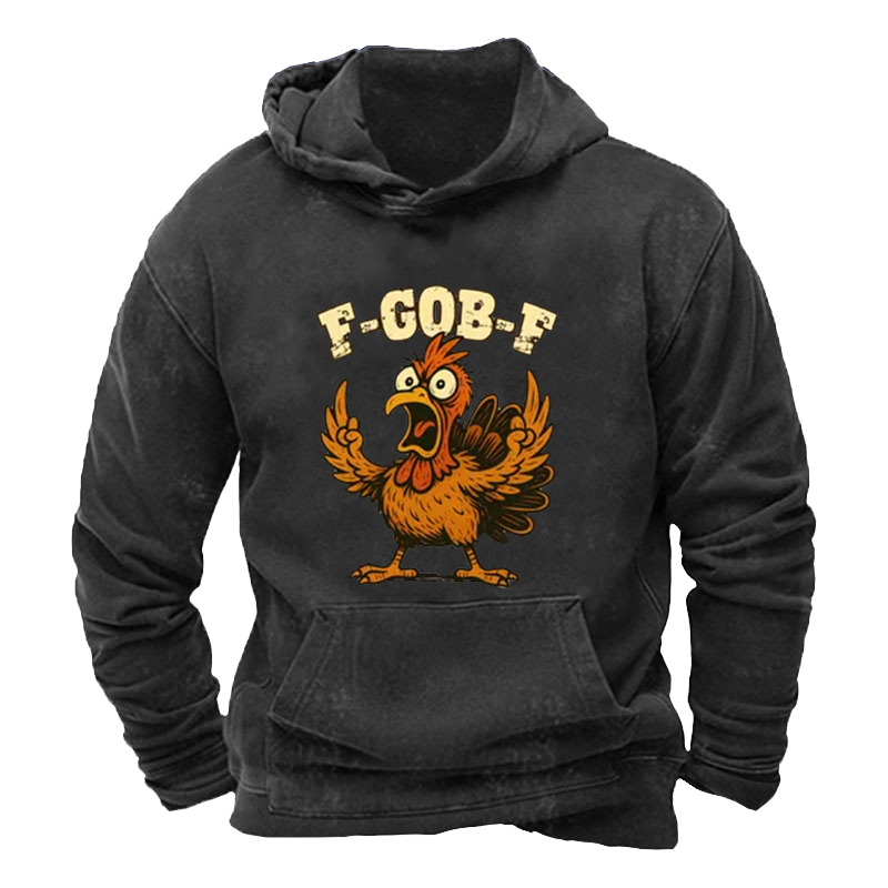 Maturelion Men's Hoodie F-Gob-F Funny Turkey Washed Hoodie