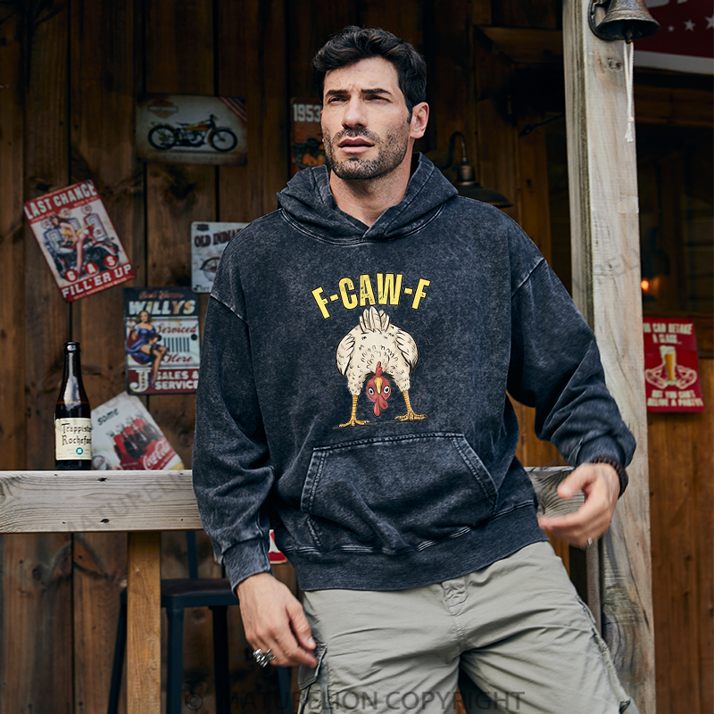 Maturelion Men's Hoodie Funny Chicken Graphic Washed Hoodie