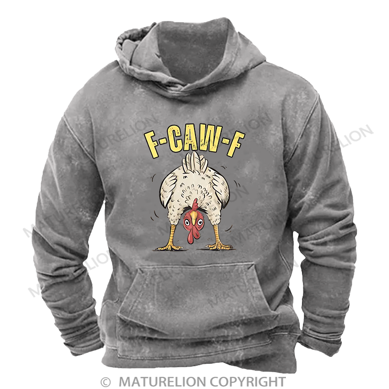 Maturelion Men's Hoodie Funny Chicken Graphic Washed Hoodie