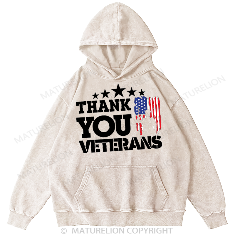 Maturelion Thank You Veterans Washed Hoodie