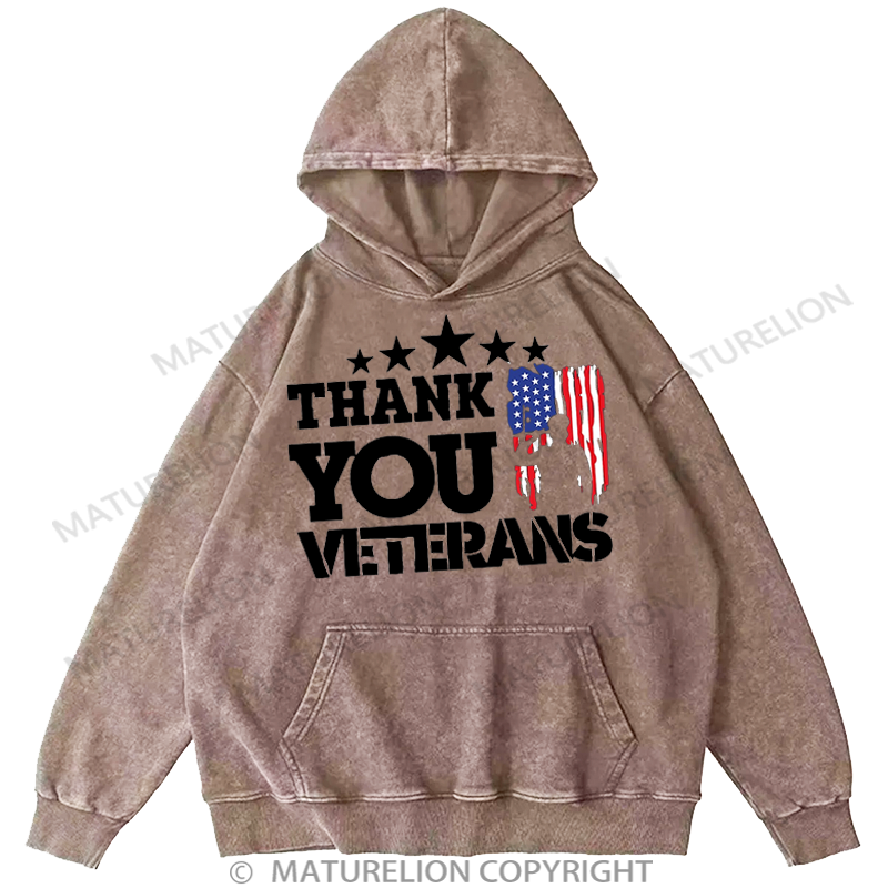 Maturelion Thank You Veterans Washed Hoodie Sale-Maturelion