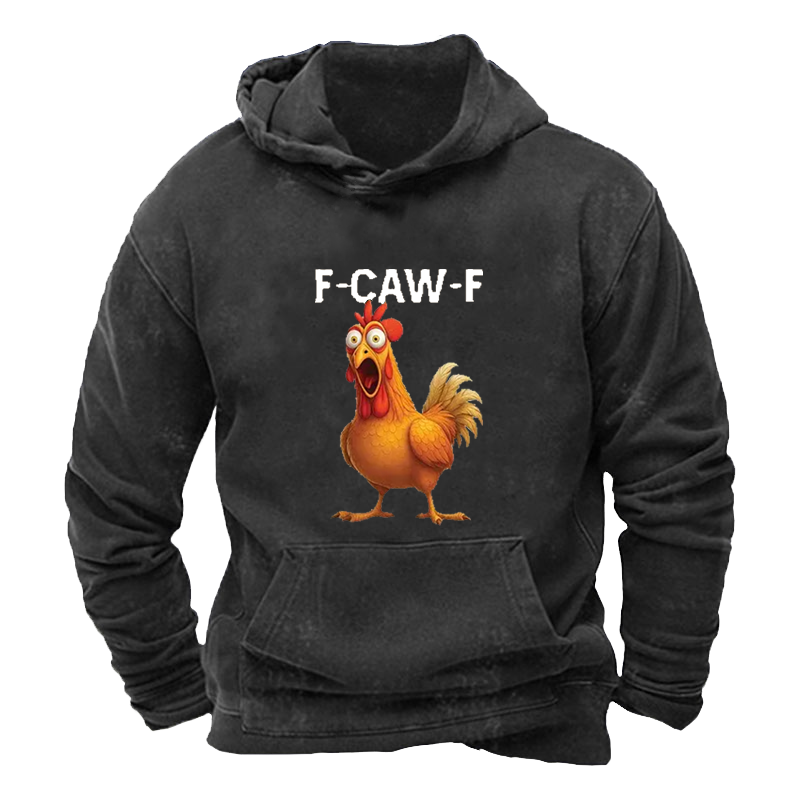 Maturelion Men's Hoodie Funny F-Caw-F Rooster Meme Washed Hoodie
