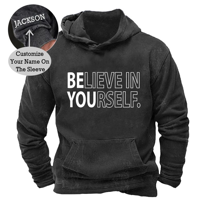 Maturelion Men's Hoodie Believe In Yourself Washed Hoodie