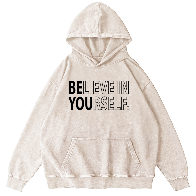 Maturelion Men's Hoodie Believe In Yourself Washed Hoodie