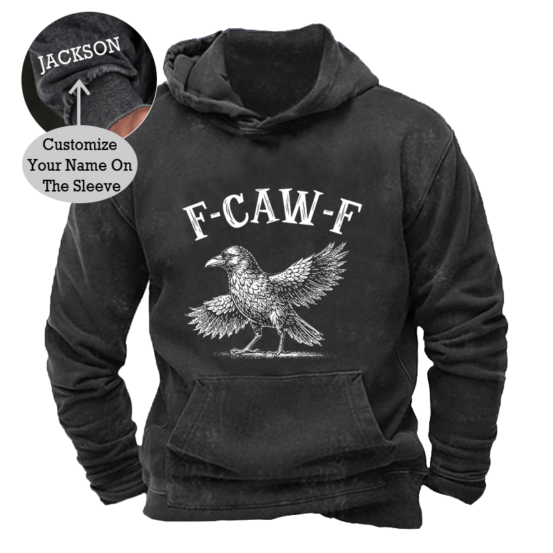Maturelion Men's Hoodie Funny Crow Washed Hoodie
