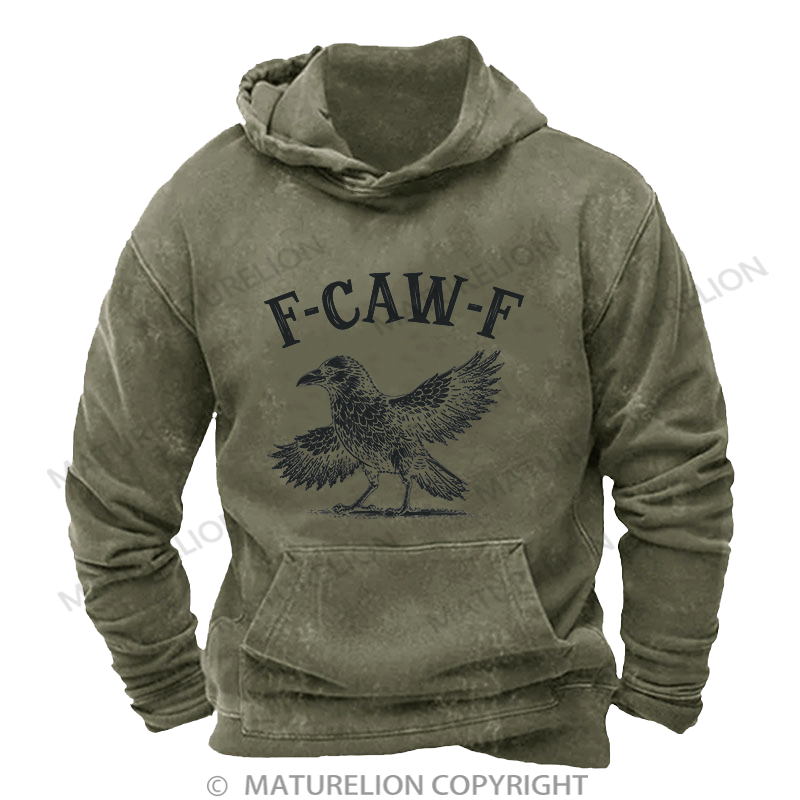 Maturelion Men's Hoodie Funny Crow Washed Hoodie