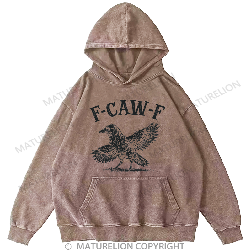 Maturelion Men's Hoodie Funny Crow Washed Hoodie