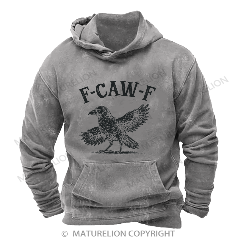 Maturelion Men's Hoodie Funny Crow Washed Hoodie