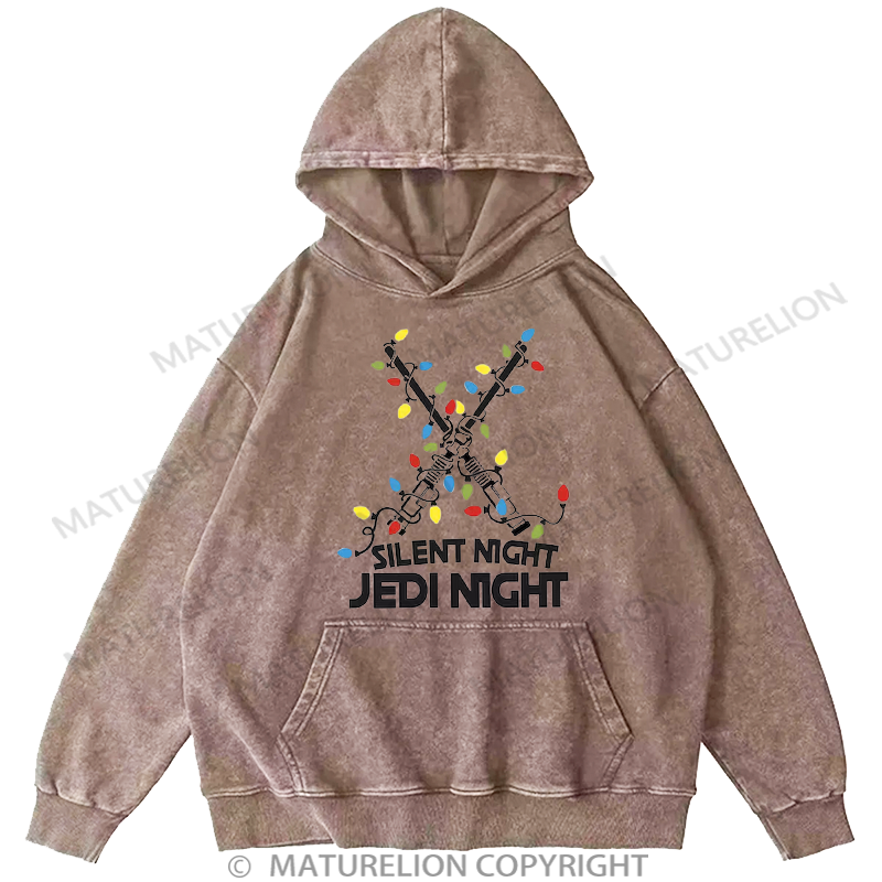 Maturelion Men's Hoodie  Silent Night Jedi Night Washed Hoodie