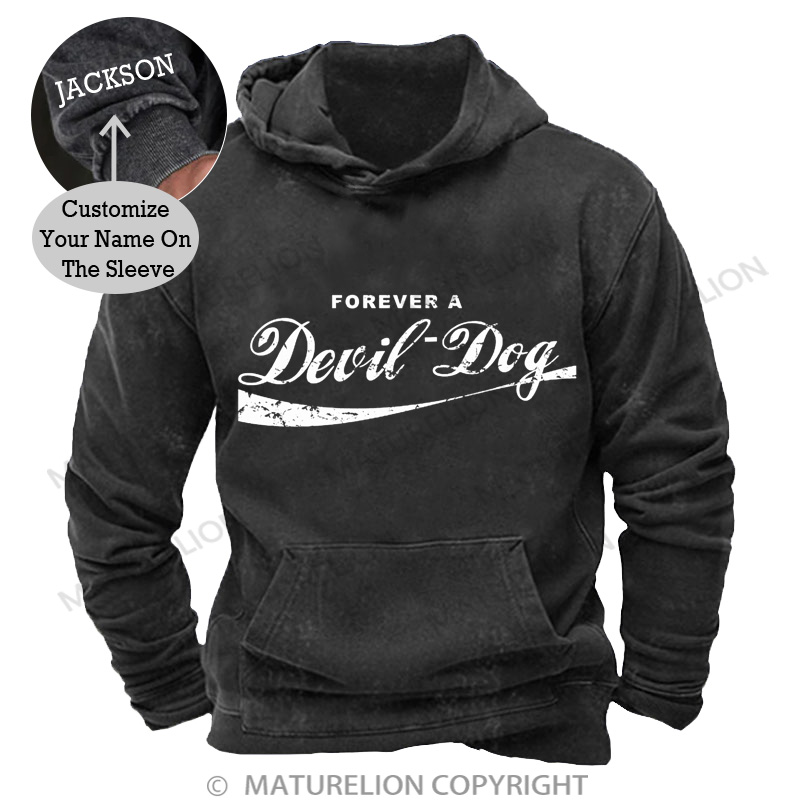 Maturelion Men's Hoodie Forever A Devil Dog DTG Washed Hoodie