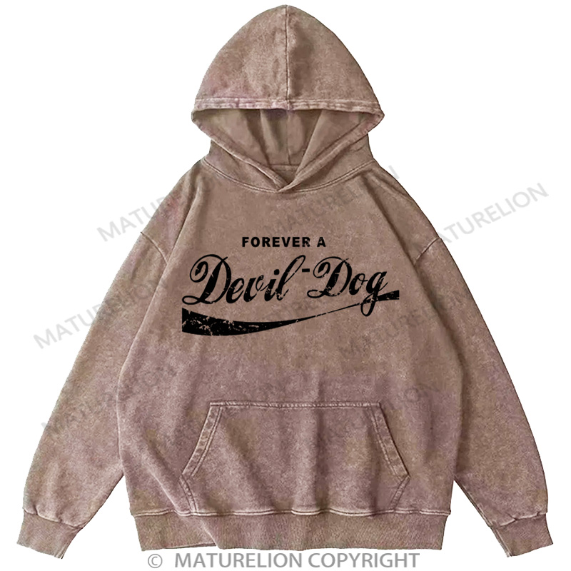 Maturelion Men's Hoodie Forever A Devil Dog DTG Washed Hoodie