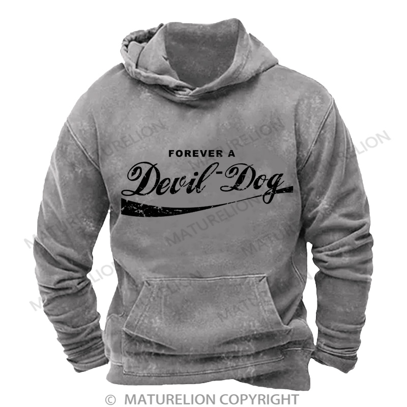 Maturelion Men's Hoodie Forever A Devil Dog DTG Washed Hoodie