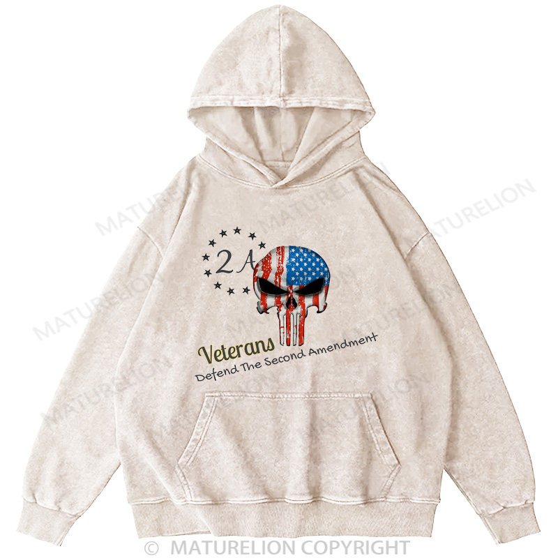 Maturelion Men's Hoodie Veterans for second amendment DTG Washed Hoodie