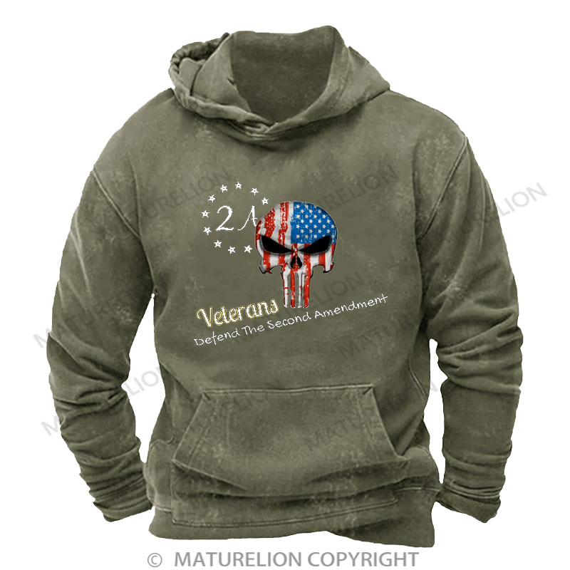 Maturelion Men's Hoodie Veterans for second amendment DTG Washed Hoodie
