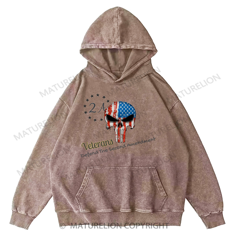 Maturelion Men's Hoodie Veterans for second amendment DTG Washed Hoodie