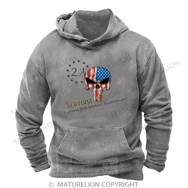 Maturelion Men's Hoodie Veterans for second amendment DTG Washed Hoodie