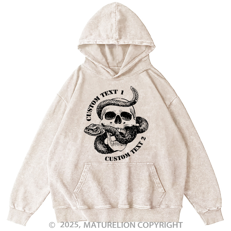 Maturelion Men's Hoodie Emblem Snake Series Core Washed Hoodie