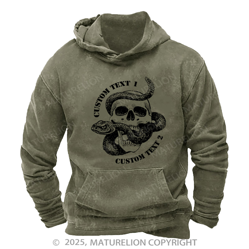 Maturelion Men's Hoodie Emblem Snake Series Core Washed Hoodie