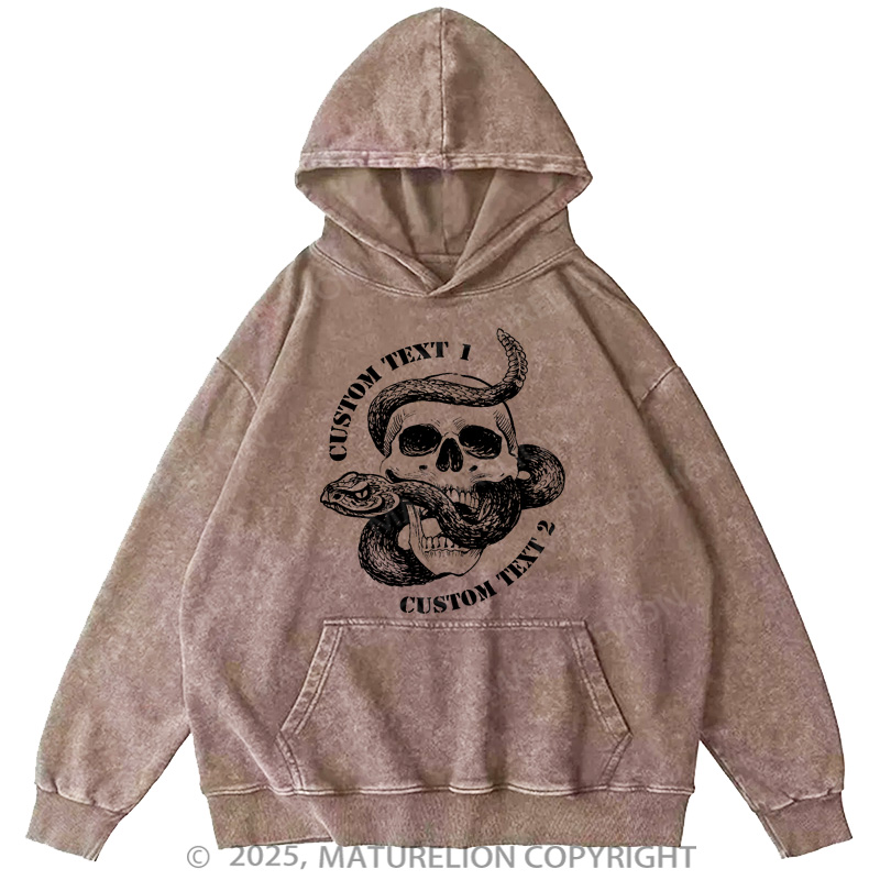 Maturelion Men's Hoodie Emblem Snake Series Core Washed Hoodie