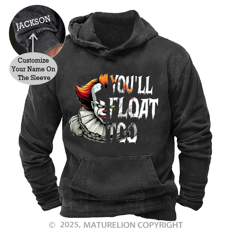 Maturelion Men's Hoodie You’ll Float Too Washed Hoodie
