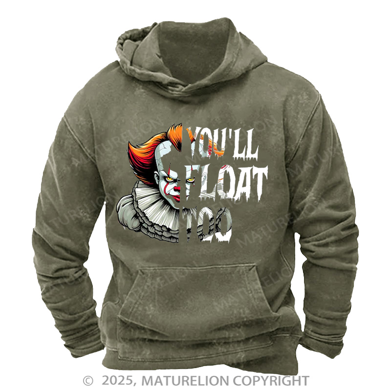 Maturelion Men's Hoodie You’ll Float Too Washed Hoodie