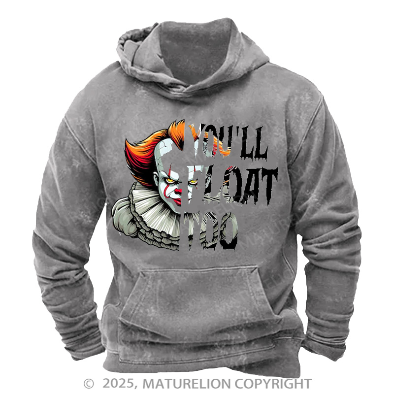Maturelion Men's Hoodie You’ll Float Too Washed Hoodie