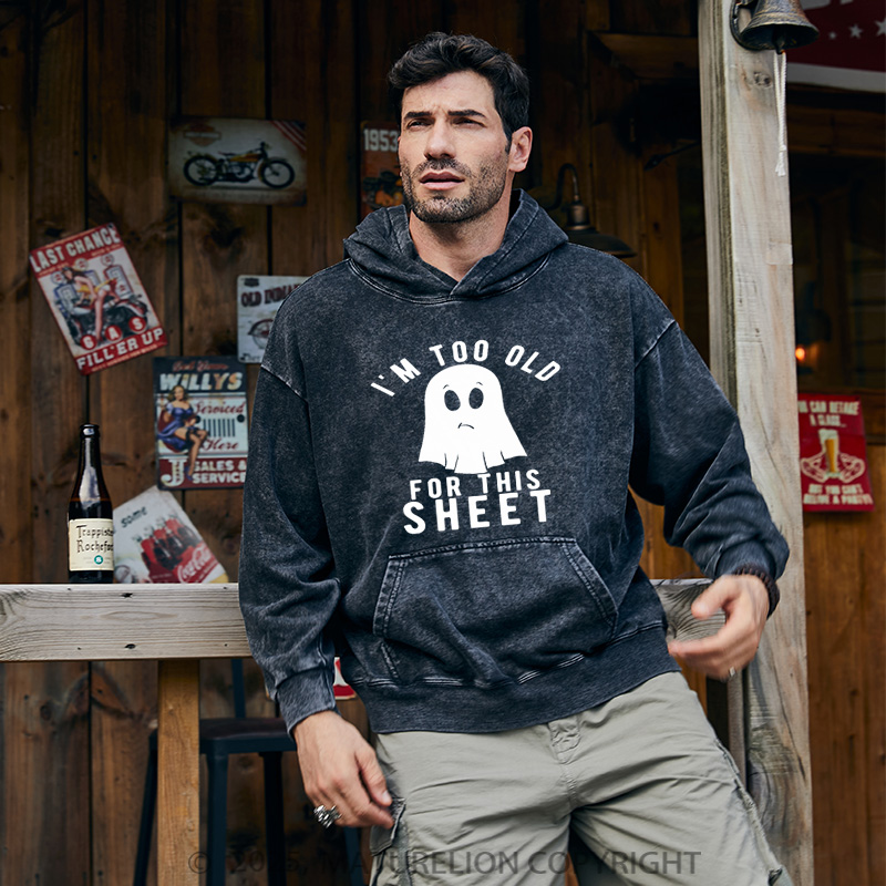 Maturelion Men's Hoodie Trick Treat Washed Hoodie